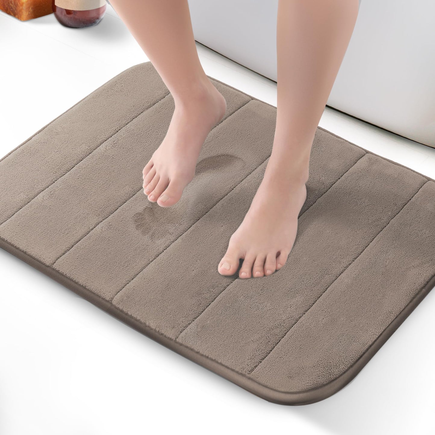 KEPLIN Memory Foam Bath Mat - Ultra-Soft, Highly Absorbent, Non-Slip, Machine Washable - Luxurious Comfort for Home & Bathroom Floors (Light Blue, 40 x 60cm)
