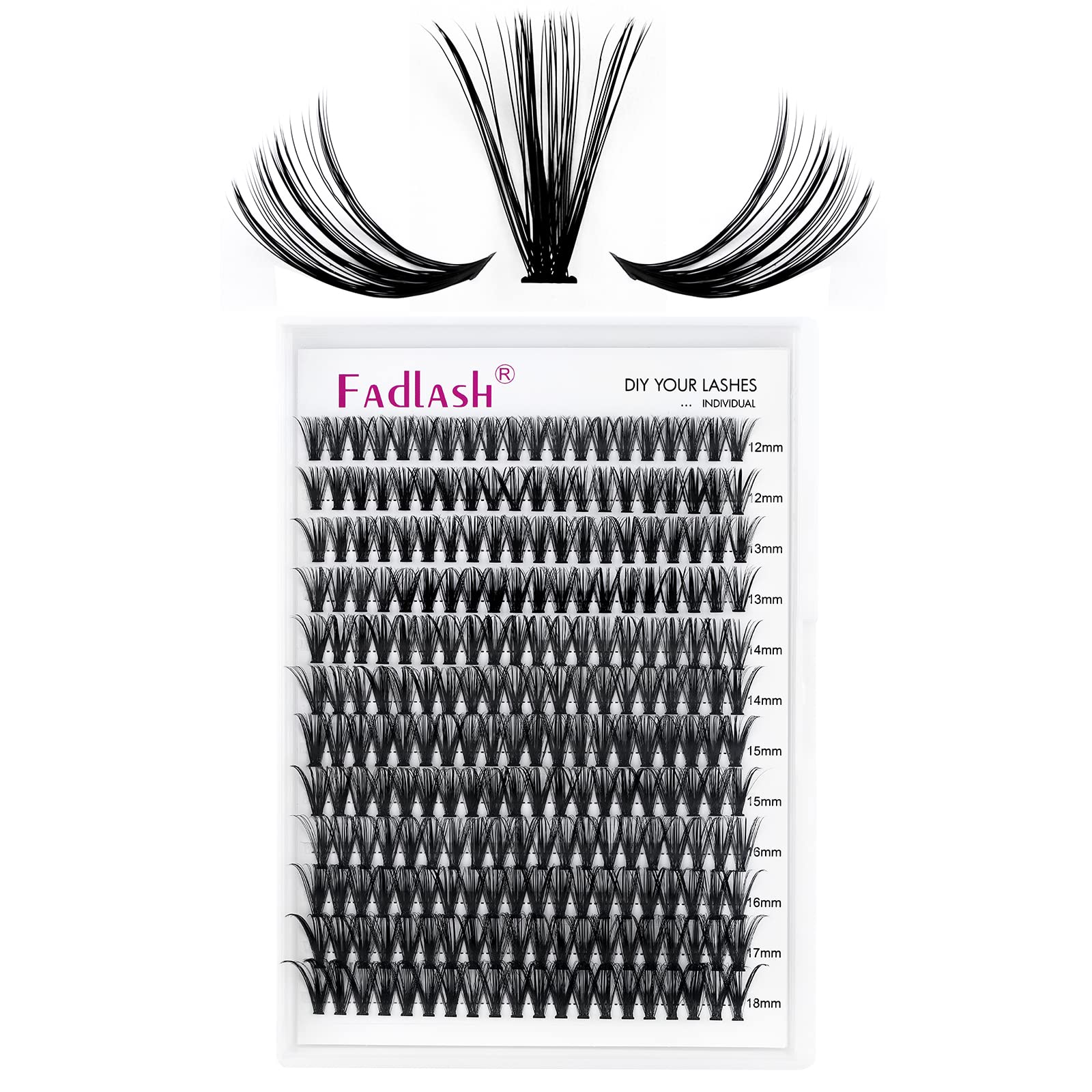 FADLASH DIY Lash Extension Kit Individual Lashes Clusters30P+40P D Curl 8-16mm Lash Bond and Seal, Clusters Lash Glue Remover and Eyelash Tweezers for Eyelash Extensions