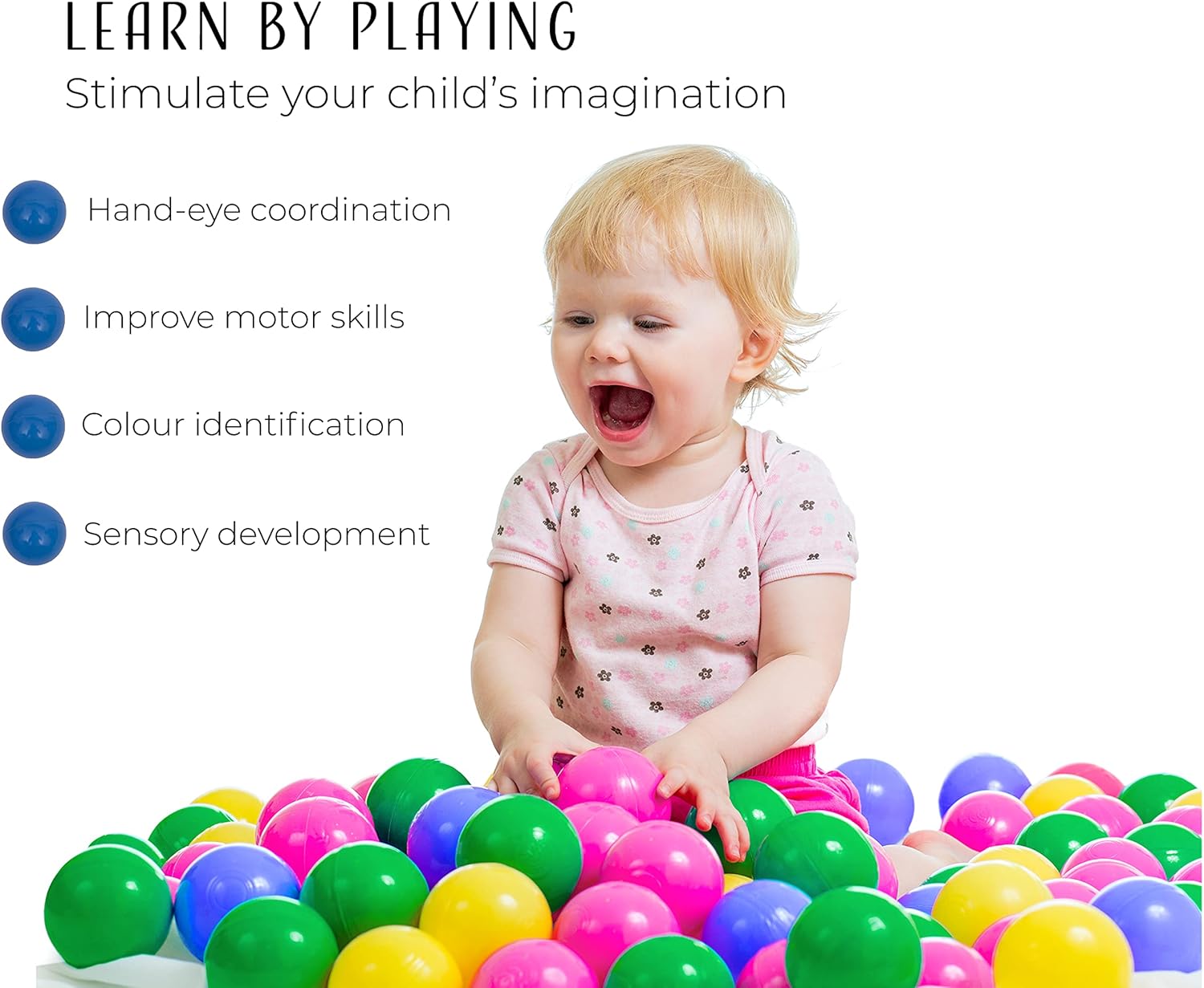 Playballs, Crush-Proof, Colourful Pit Balls for Kids Baby-Approved Multi-Pack Toddler Ball Pit, Smooth Plastic Balls, No Sharp Edges, Non-Toxic & BPA Free.