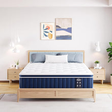 TeQsli 4FT6 Double Mattress, 10.6 Inch Memory Foam Sprung Hybrid Mattress for Pressure Relief & Edge Support, 9-Zone Support Orthopedic Medium Firm with Skin-Friendly Fabric 135x190x27cm