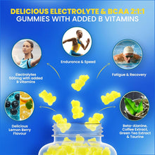 Electrolytes Gummies with BCAAs & B Vitamins - 500mg Electrolytes, Taurine, Green Tea & Coffee Extract - Vegan & Vegetarian - 60 Gummies, 30 Servings (1)