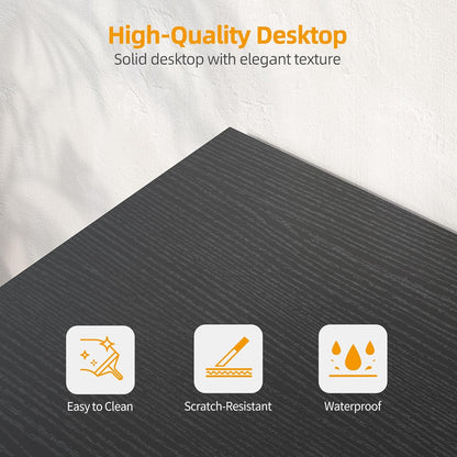 BEXEVUE L Shaped Gaming Desk with Power Outlets, 100x70 cm Computer Desk with Storage Bag, Office Desk Small Writing Table with Large Reversible Storage Shelves, Workstation Study Home Office, Black
