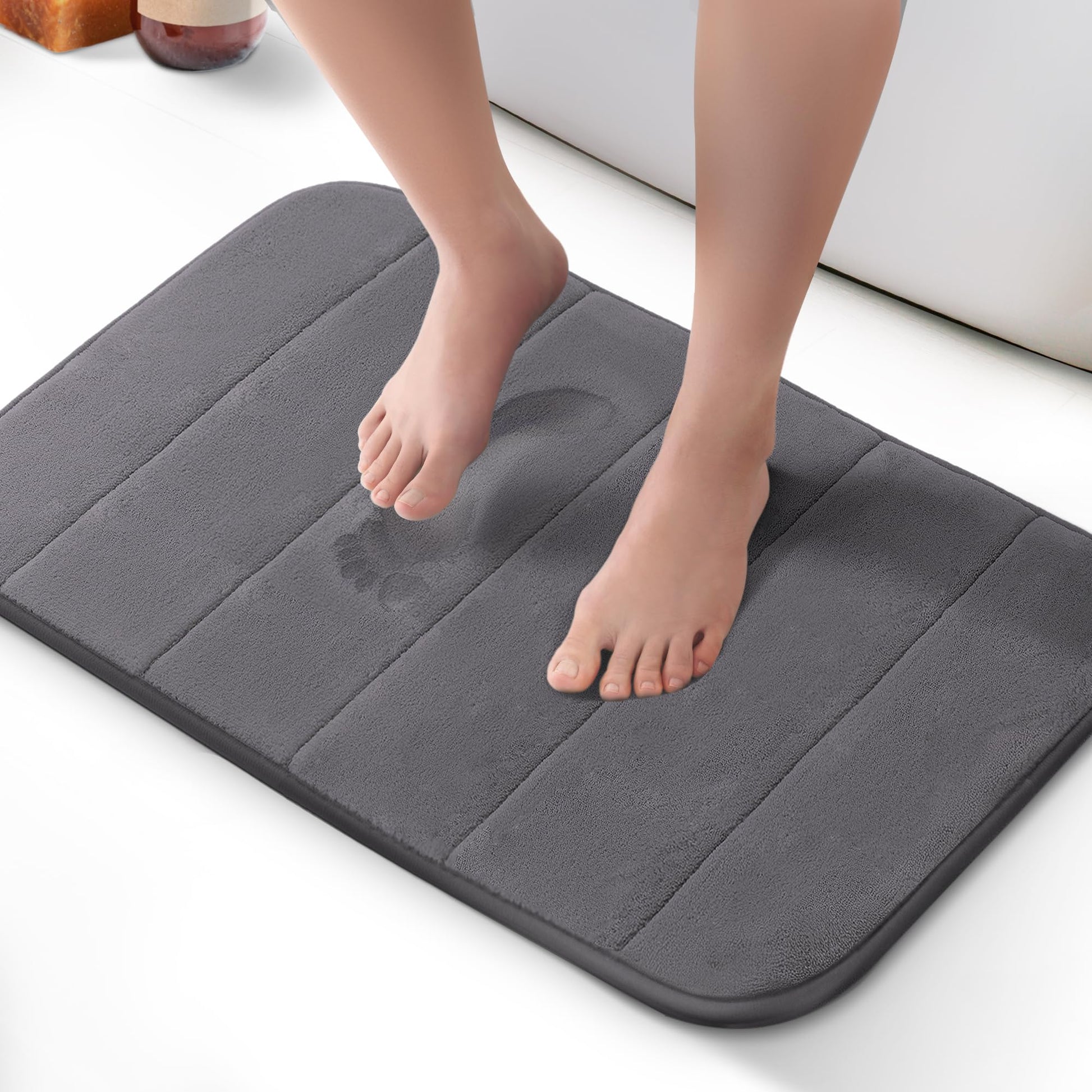 KEPLIN Memory Foam Bath Mat - Ultra-Soft, Highly Absorbent, Non-Slip, Machine Washable - Luxurious Comfort for Home & Bathroom Floors (Light Blue, 40 x 60cm)