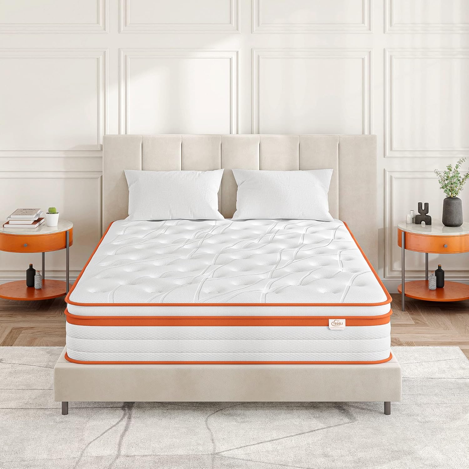 TeQsli Single Mattress 3FT, 10 Inch Gel Memory Foam 7 Zone Orthopedic Single Mattress Pocket Sprungs Wave Foam Hybrid - Medium Firm Motion - Isolation 90x190x25 cm