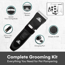 Pet Union Professional Dog Grooming Kit - Rechargeable, Cordless Pet Grooming Clippers & Dog Grooming Accessories, Low Noise & Suitable Dog Clippers, Cat Clippers and for Other Pets (Black)