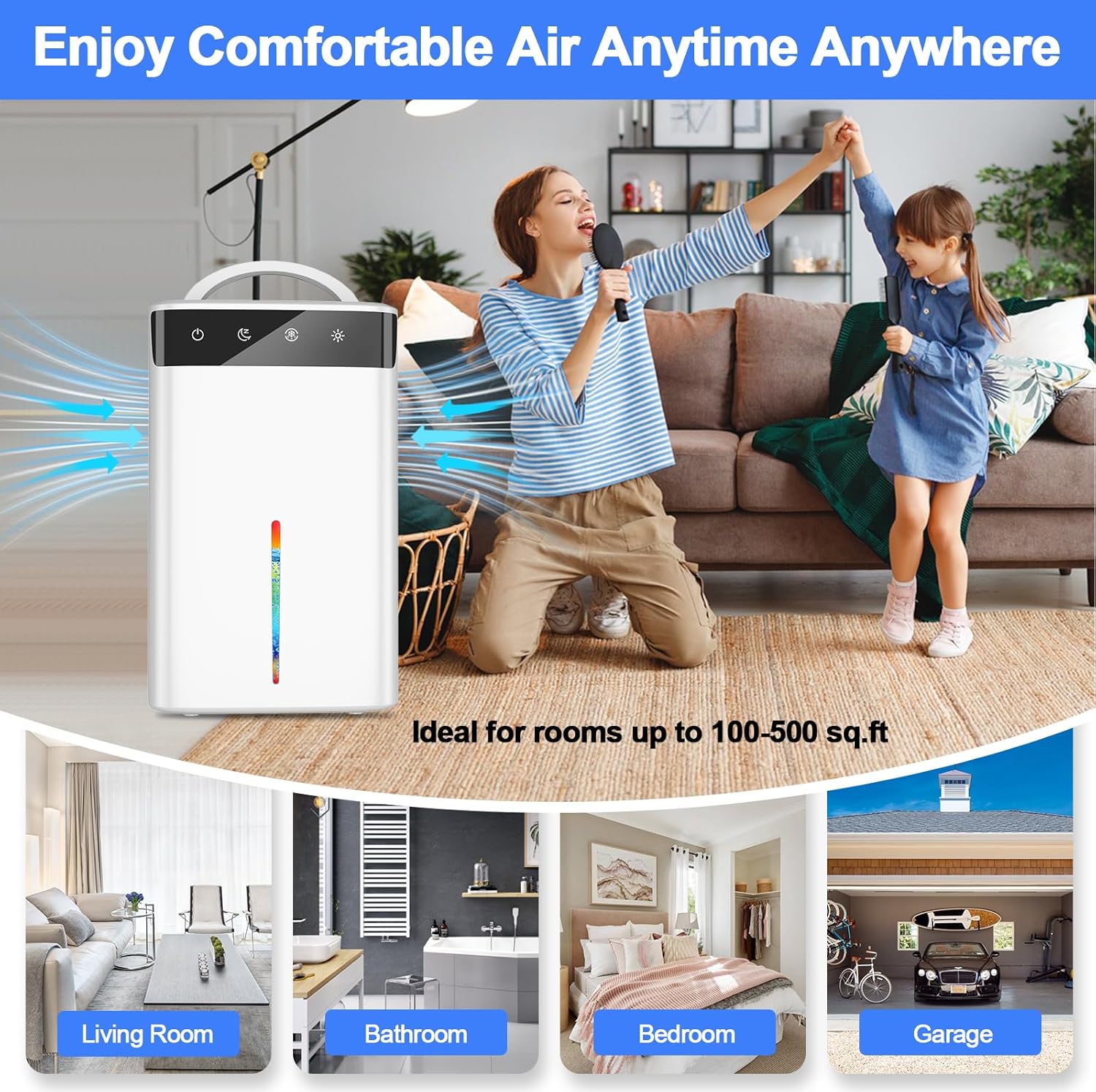 Dehumidifiers for Home-Dehumidifier Bedroom with Auto-Off,Quiet Energy-Saving Portable Small Dehumidifier with Auto Defrost & LED Lights,Sleep Mode,2.6L Mini Dehumidifiers for Bathroom,Office,RV-White