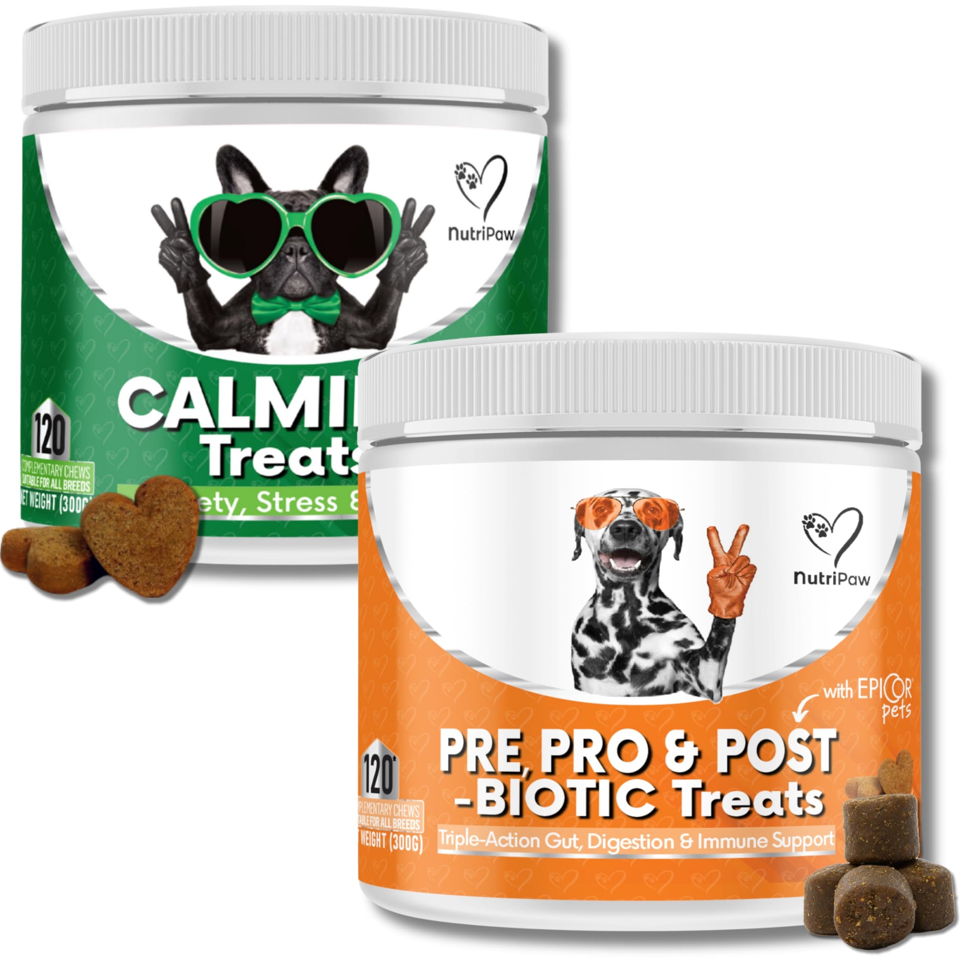NutriPaw Calming Treats For Dogs - Reduce Stress, Fear, Separation, Barking, Hyperactivity, Reactivity, Aggression, Travel - Calm without Drowsiness dogs