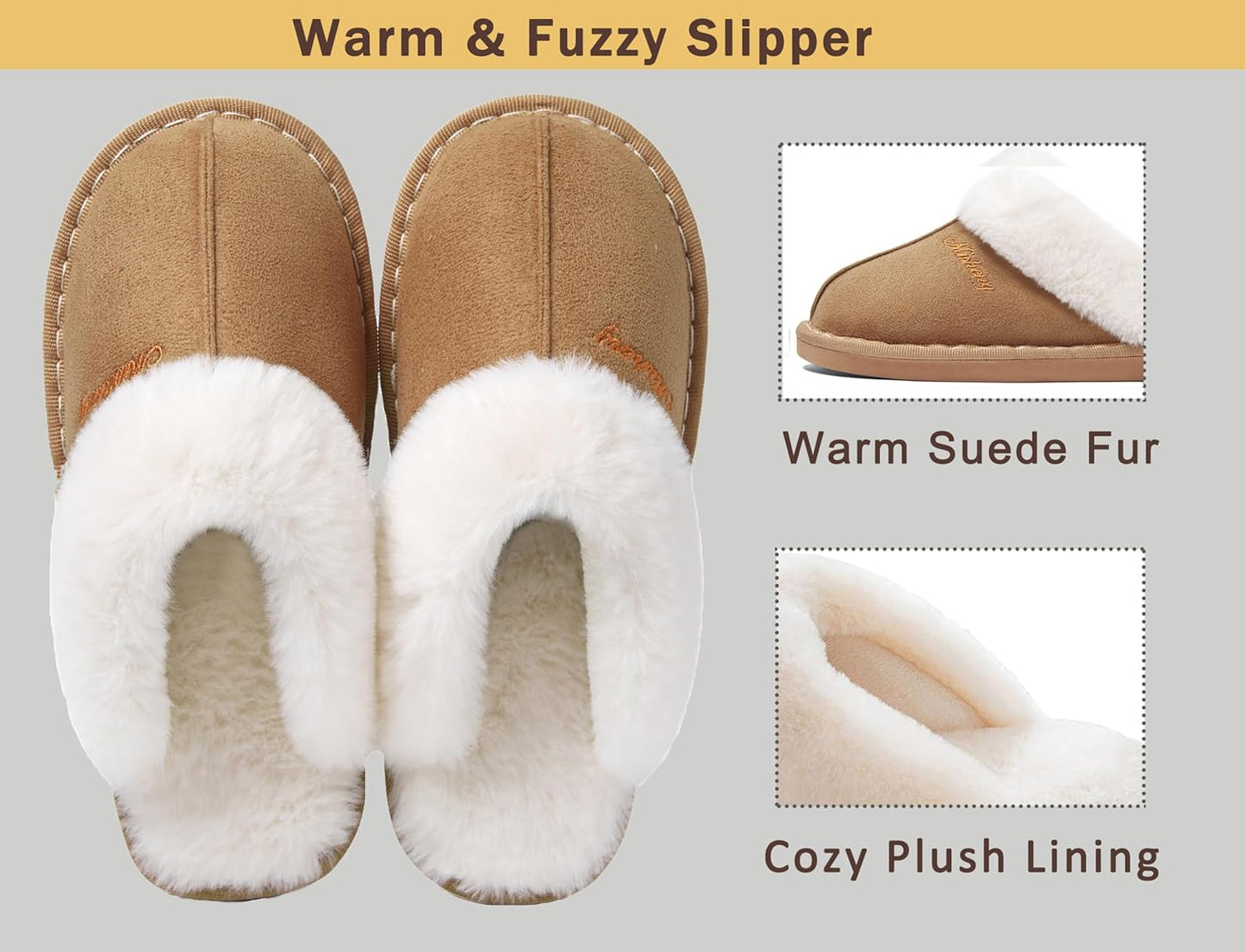 Donpapa Slippers Women Men With Memory Foam Fluffy Winter Ladies Cosy Warm Anti-Slip Plush Fleece Lined House Shoes Indoor Outdoor
