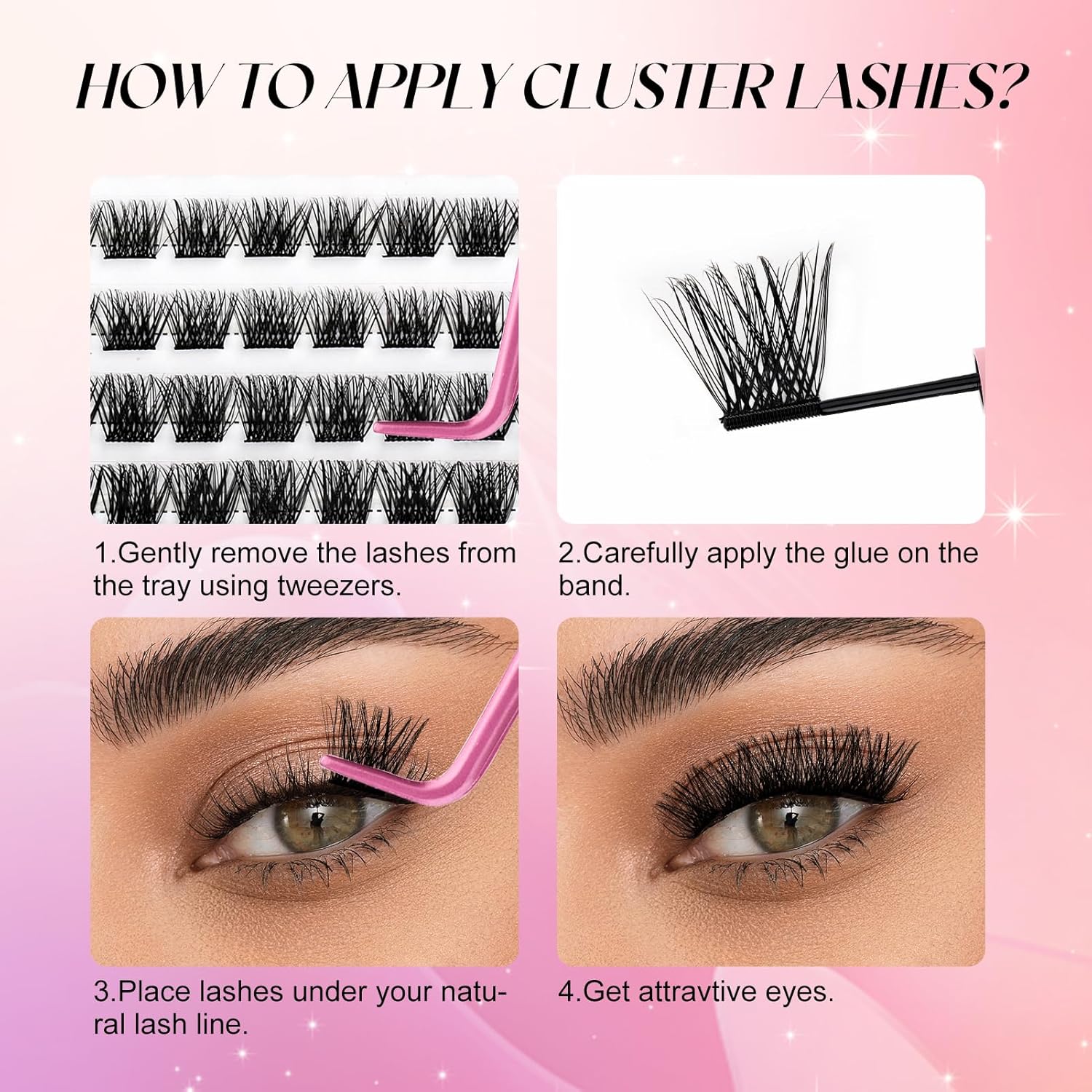 FADLASH Individual Cluster Lashes Extensions 120Pcs 40D 0.07 D Curl 8-16mm Mixed Trays Eyelashes DIY Multiple Shapes Eyelash Customize Your Look at Home for Beginners