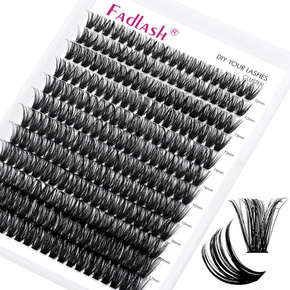 FADLASH DIY Lash Extension Kit Individual Lashes Clusters30P+40P D Curl 8-16mm Lash Bond and Seal, Clusters Lash Glue Remover and Eyelash Tweezers for Eyelash Extensions