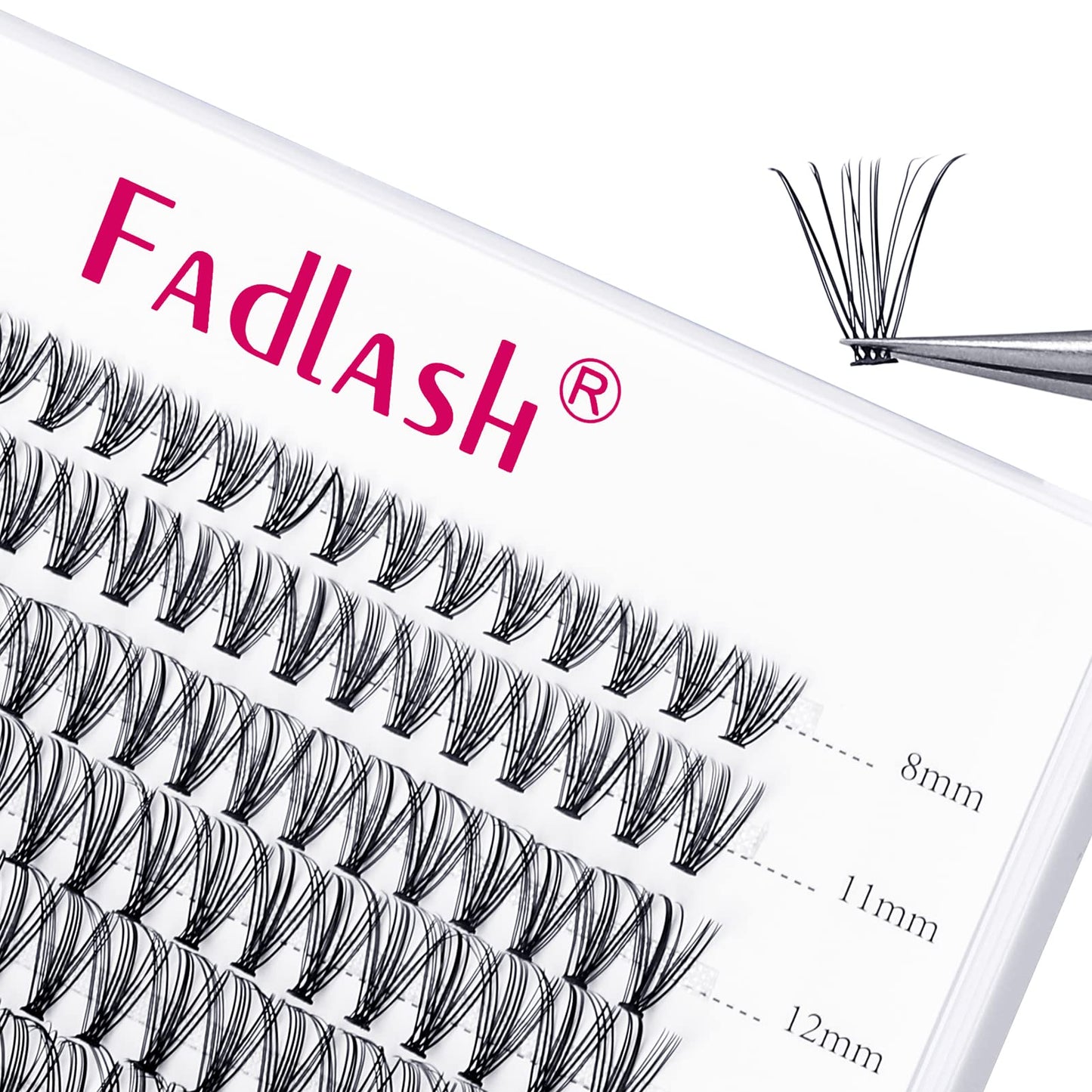 FADLASH DIY Lash Extension Kit Individual Lashes Clusters30P+40P D Curl 8-16mm Lash Bond and Seal, Clusters Lash Glue Remover and Eyelash Tweezers for Eyelash Extensions