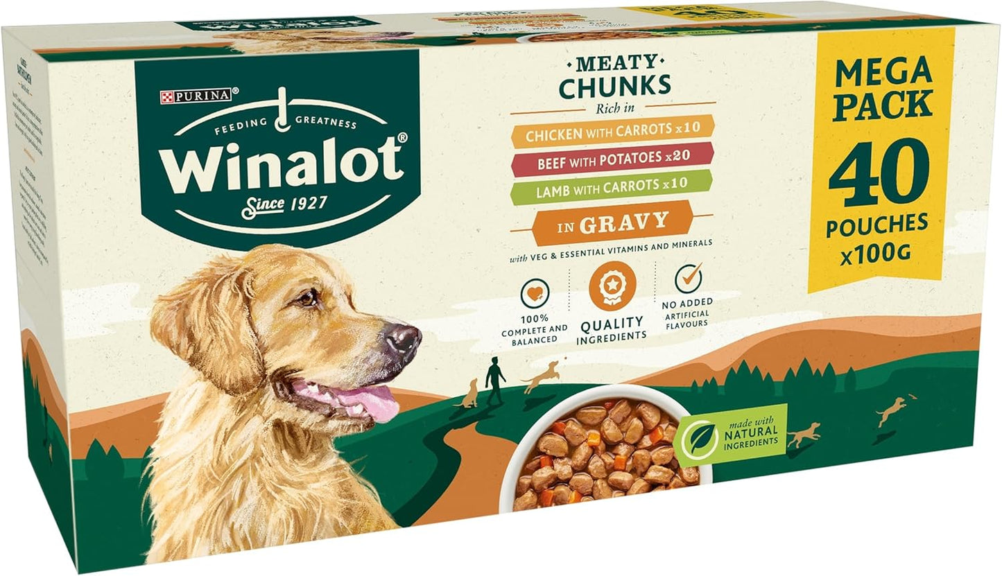 Winalot Dog Food Mixed in Gravy, 40 x 100g (Packaging may vary)