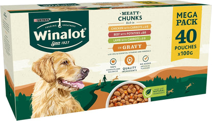 Winalot Dog Food Mixed in Gravy, 40 x 100g (Packaging may vary)