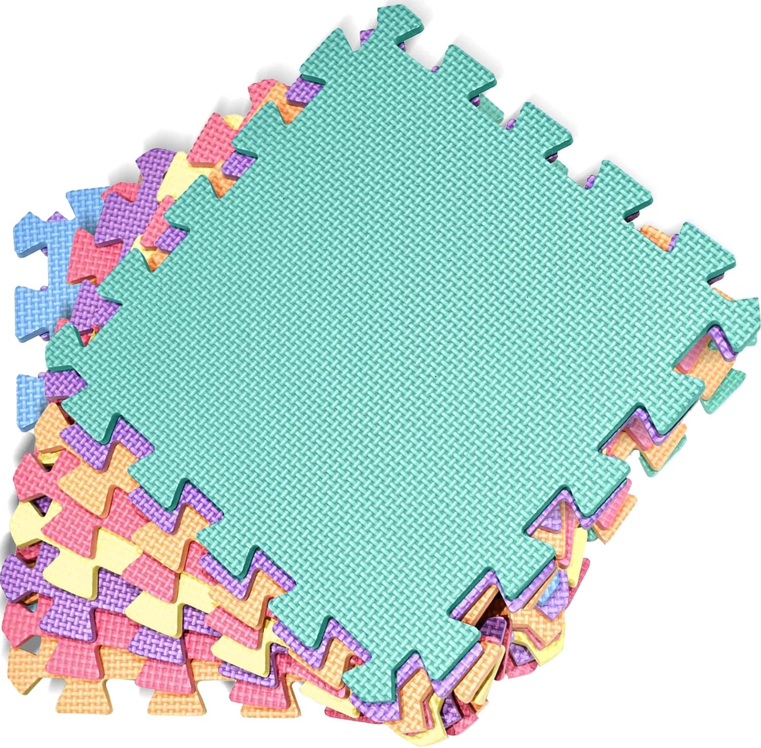 Foam Baby Play Mat (29x29cm) – Thick & Soft EVA Foam Interlocking Floor Tile Matting for Children – Large Multi Colour, Safe & Comfortable 7mm Thick Play Flooring (9pc)