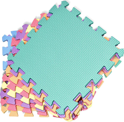 Foam Baby Play Mat (29x29cm) – Thick & Soft EVA Foam Interlocking Floor Tile Matting for Children – Large Multi Colour, Safe & Comfortable 7mm Thick Play Flooring (9pc)
