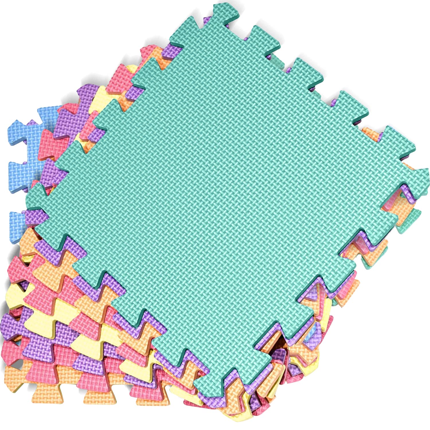 Foam Baby Play Mat (29x29cm) – Thick & Soft EVA Foam Interlocking Floor Tile Matting for Children – Large Multi Colour, Safe & Comfortable 7mm Thick Play Flooring (9pc)