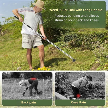 Weed Puller Tool with Long Handle, 2 in 1 Manual Weed Rake and Garden Hoe 150cm Weed Remover Gardening Tools Weeding Pull for Garden Yard Lawn Patio Kids Adluts (F)