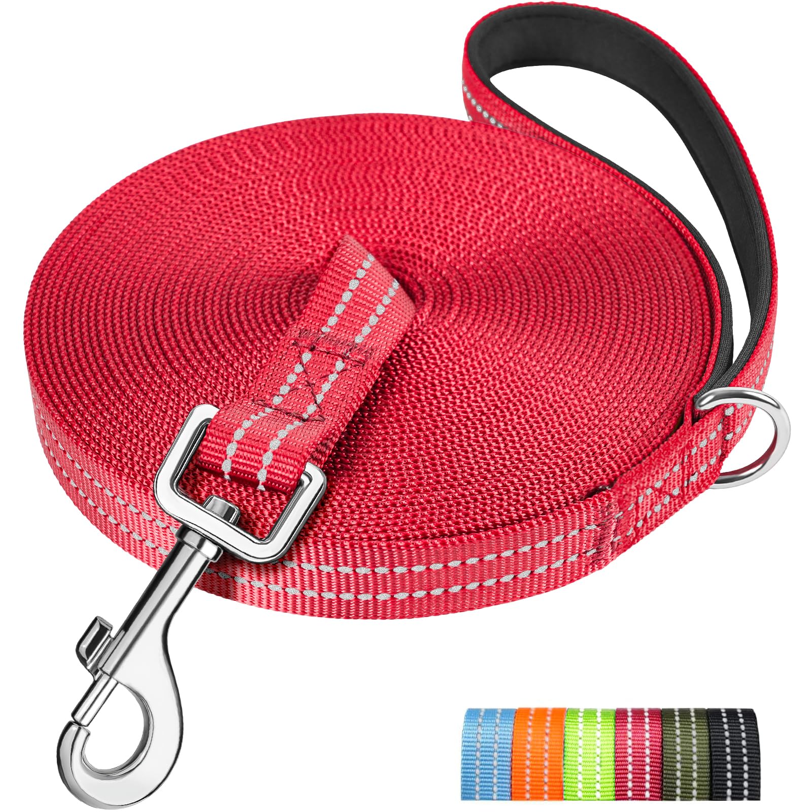 X XBEN Long Line Dog Lead, 3M 5M 10M 15M 20M 25M 30M Reflective & Lightweight Recall Training Lead for Dogs with Soft Padded Handle, Strong Extra Long Dog Lead Leash for Large Medium Small Puppy Dog
