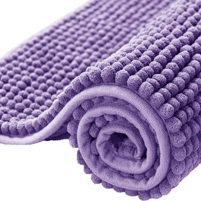 Bath Mat Non Slip Anti Mould 40 x 60 cm – Grey Chenille Bathroom Mat Extra Soft & Fluffy Bathmat Machine Washable Super Water Absorption Shower Mat