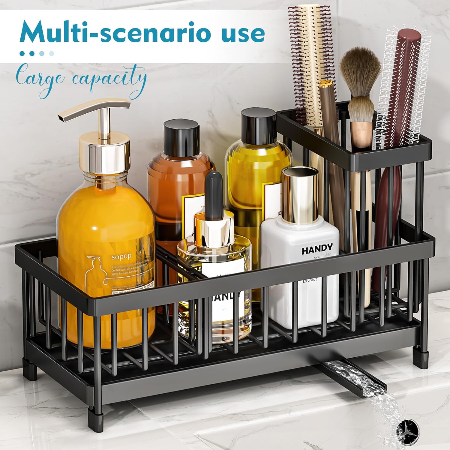 ARSTPEOE Sponge Holder for Kitchen Sink,Kitchen Sink Organizer Countertop Rustproof 304 Stainless Steel,Soap Dispenser Organizers and Storage Essentials,1 Pcs
