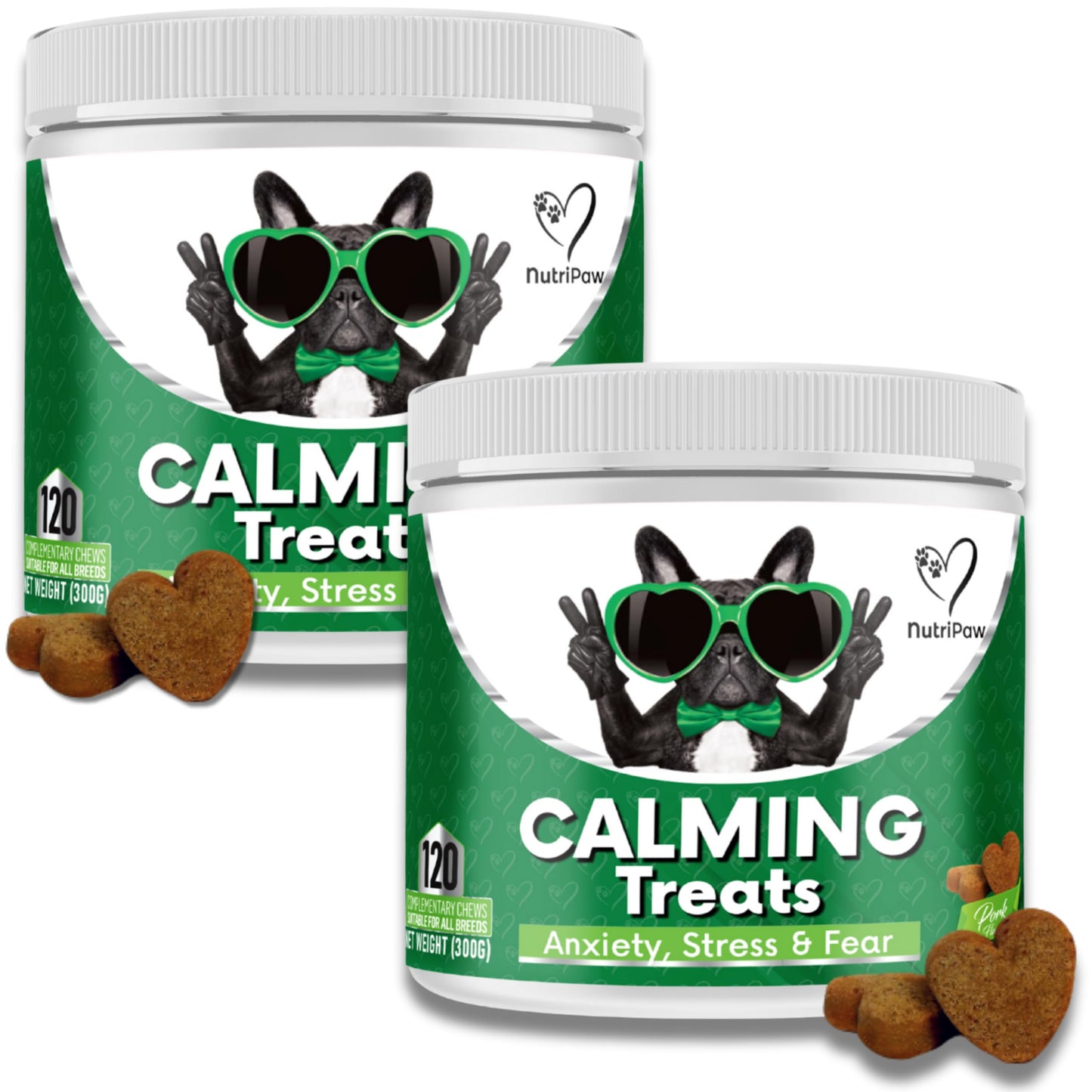 NutriPaw Calming Treats For Dogs - Reduce Stress, Fear, Separation, Barking, Hyperactivity, Reactivity, Aggression, Travel - Calm without Drowsiness dogs