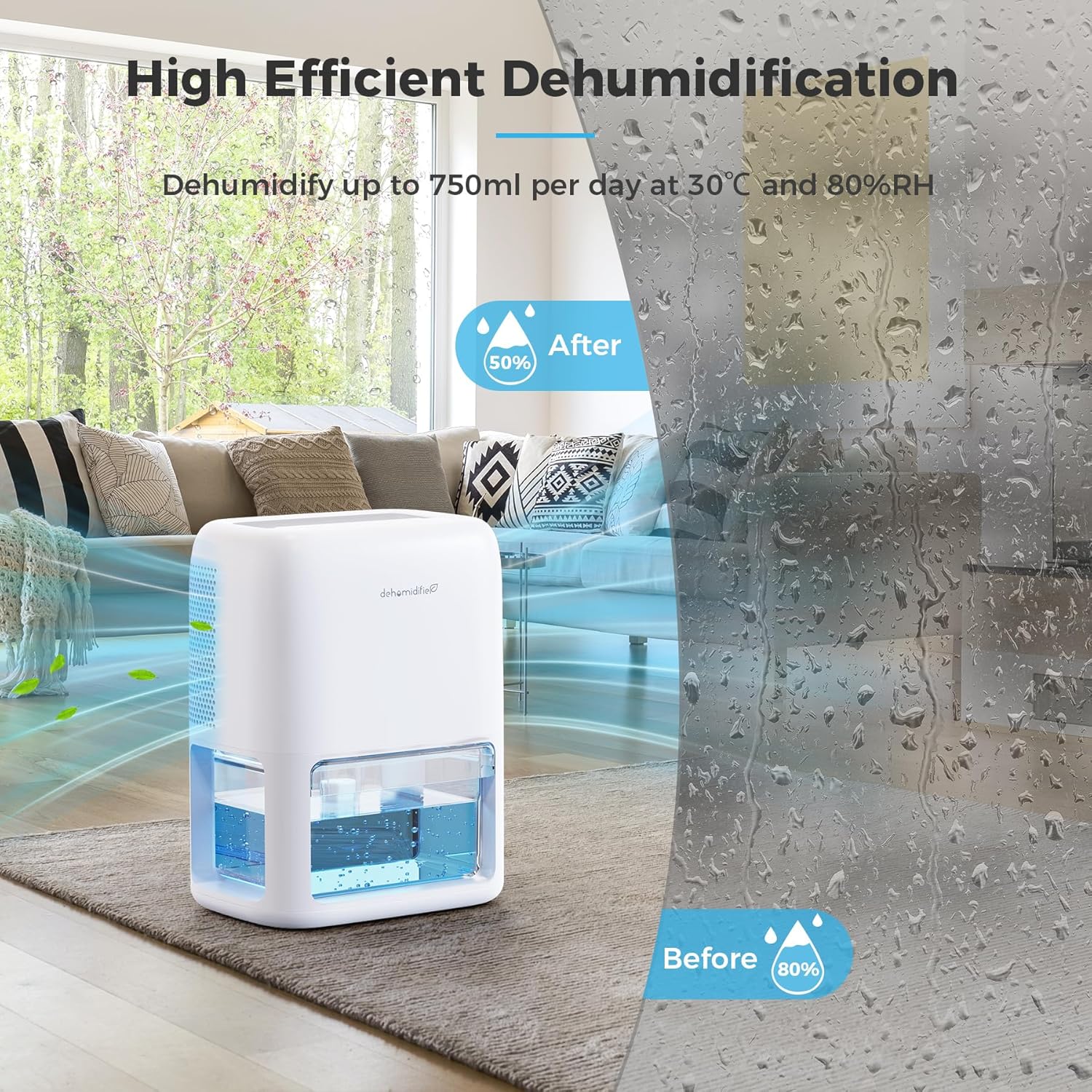 Small Dehumidifiers for Home, 1800ml Dehumidifier Dual Semiconductor, Auto Shut Off & Timer, Portable and Ultra Quiet, Dehumidifiers for Drying Clothes, Bedroom, Bathroom, Wardrobe