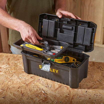 STANLEY Essential Tool Box (16in), Durable Storage Solution with Removable Tote Tray and Organisers, for Parts and Tools Storage, STST1-75518