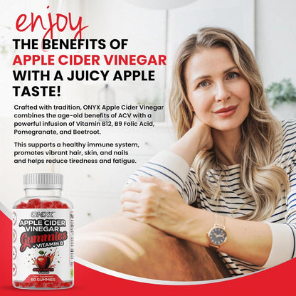 Apple Cider Vinegar Gummies, 1500mg ACV Gummies with Vitamin B, Chromium and Pomegranate | Non-GMO, Gluten-Free & Gelatine-Free | Juicy Apple Flavour | Vegan 60 Gummies (30 Servings)