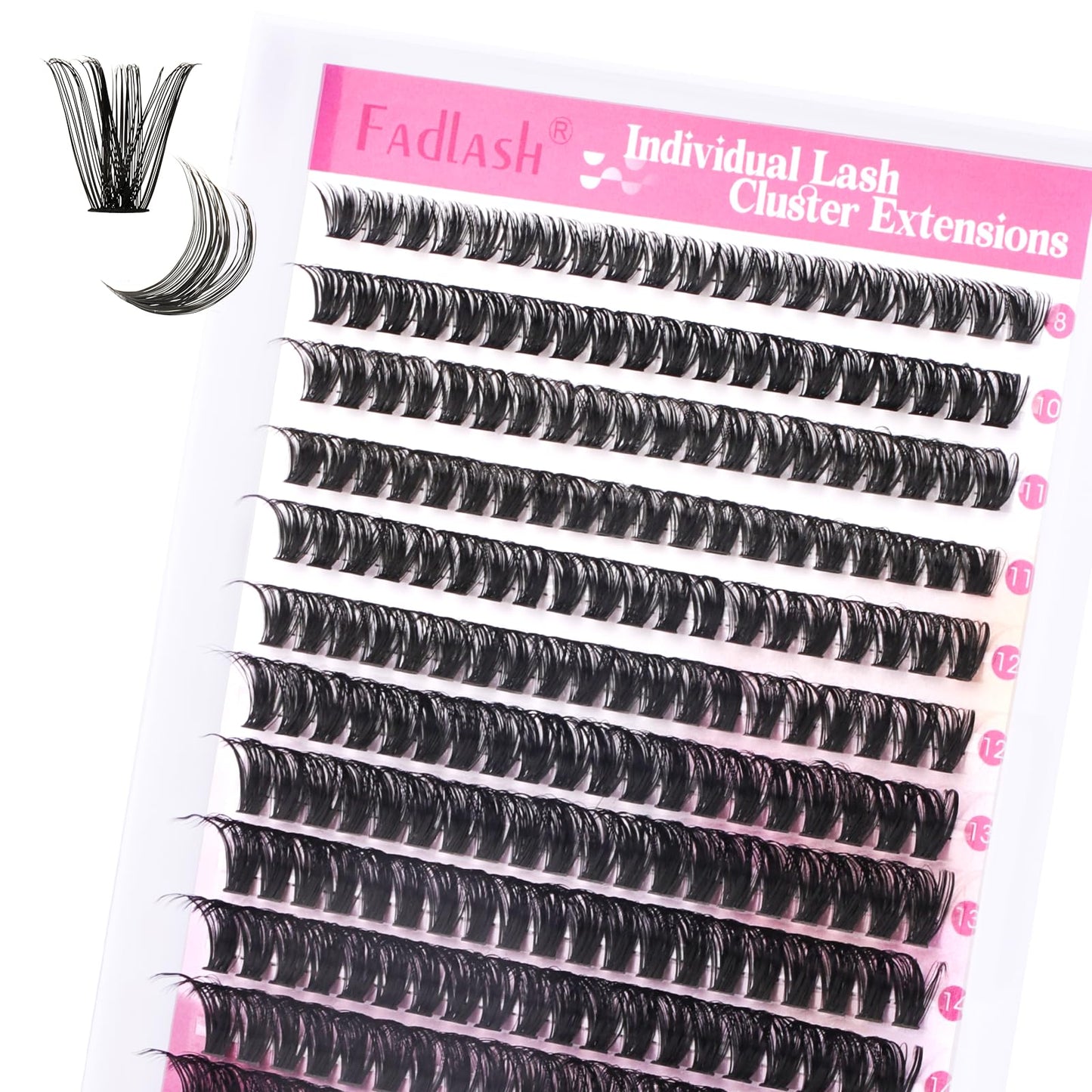 FADLASH DIY Lash Extension Kit Individual Lashes Clusters30P+40P D Curl 8-16mm Lash Bond and Seal, Clusters Lash Glue Remover and Eyelash Tweezers for Eyelash Extensions