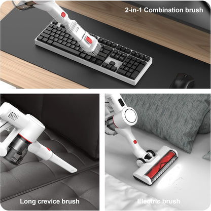 Cordless Vacuum Cleaner Stick Vacuums - Electric Brooms Powerful Lightweight Vaccum Cleaners Upright Handheld Rechargeable Lithium-Ion Battery Wireless for Home Hardwood Floor Carpets Car