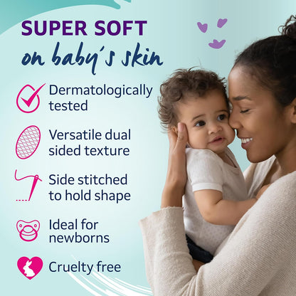 Lil-Lets Baby Cotton Wool Oval Pads, Certified Organic, 100% Pure Cotton Wool, Soft and Absorbent, Gentle on Baby's Delicate Skin, Dermatologically Tested, Ideal for Newborns, Pack of 50 Oval Pads