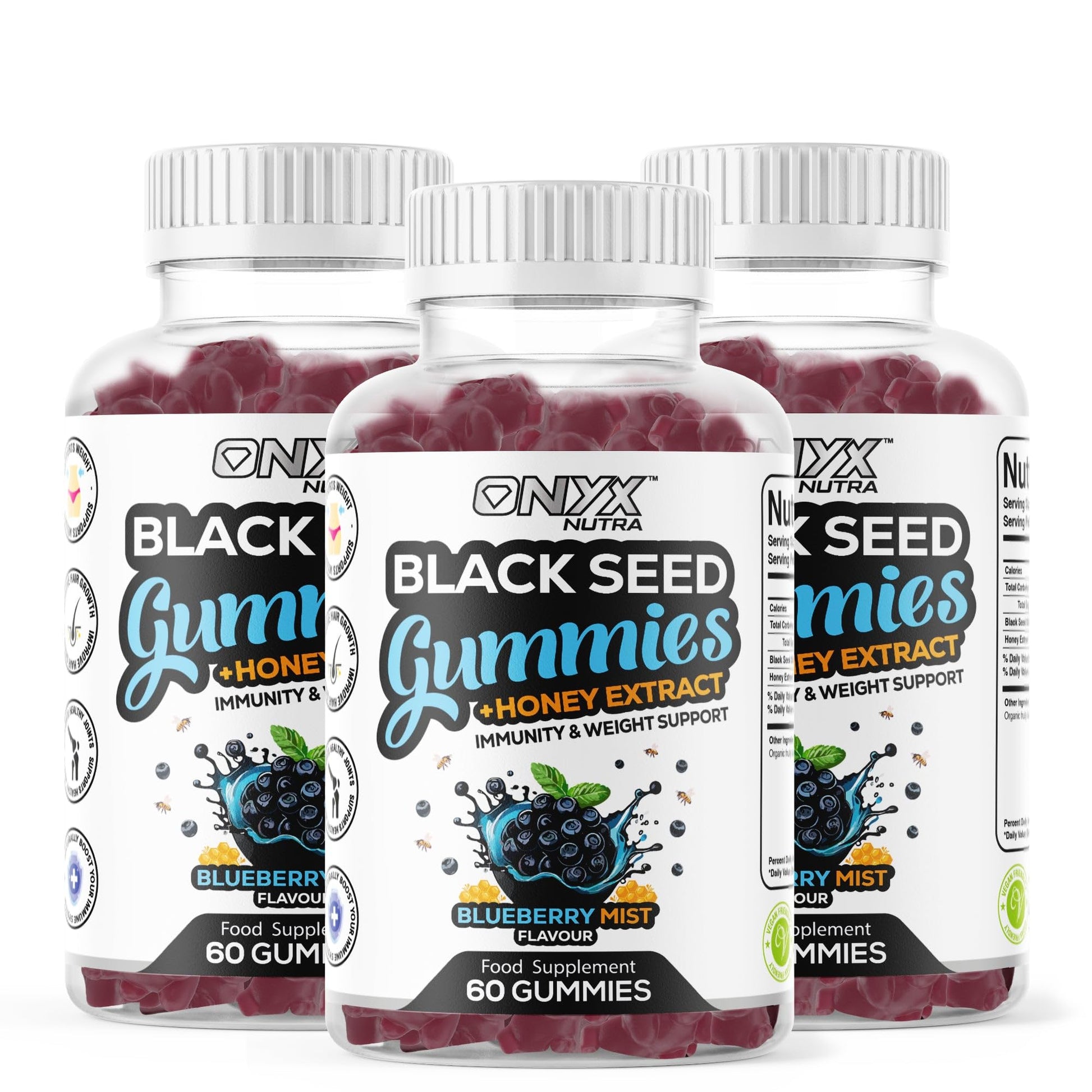 Black Seed Oil Gummies 2000mg with Honey Extract – Halal, Immunity & Weight Support, Hair Growth & Joint Support, Vegan & Vegetarian – 60 Gummies (30 Servings)