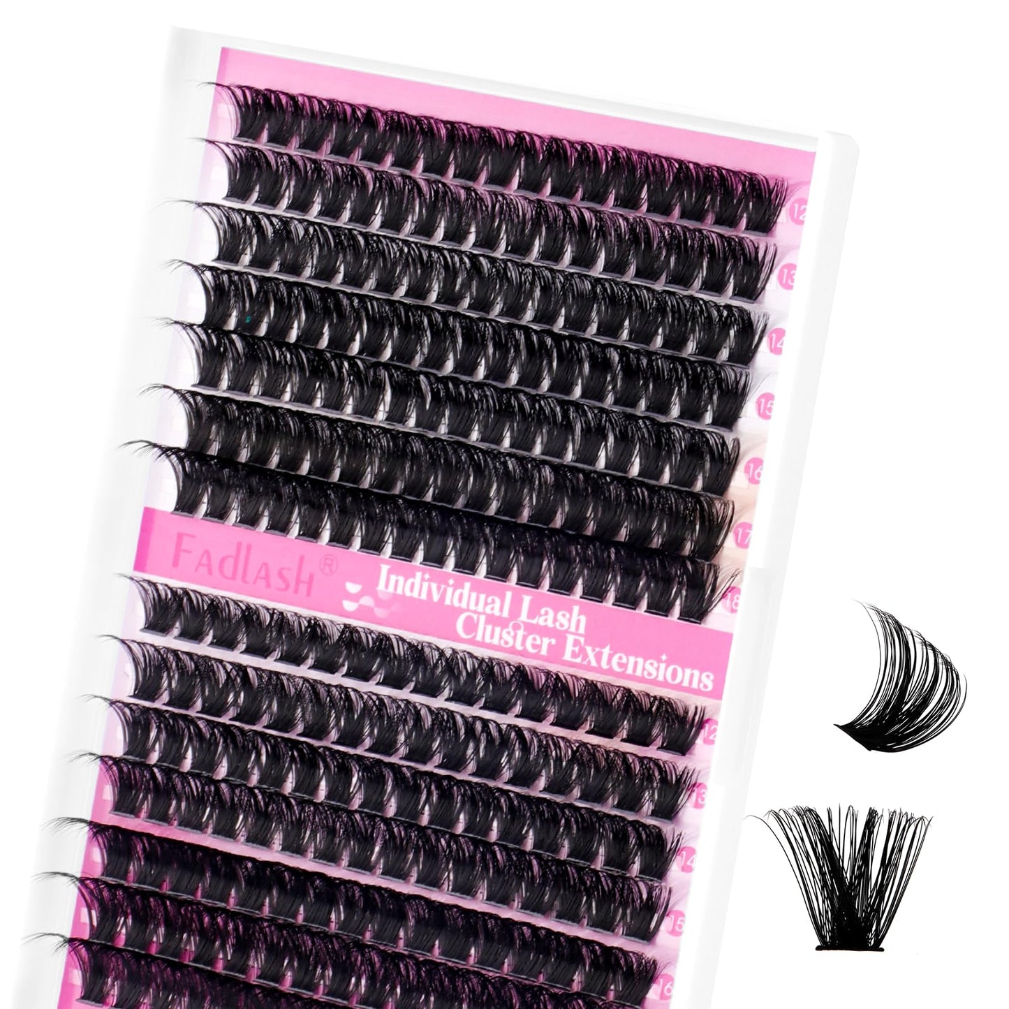 FADLASH DIY Lash Extension Kit Individual Lashes Clusters30P+40P D Curl 8-16mm Lash Bond and Seal, Clusters Lash Glue Remover and Eyelash Tweezers for Eyelash Extensions
