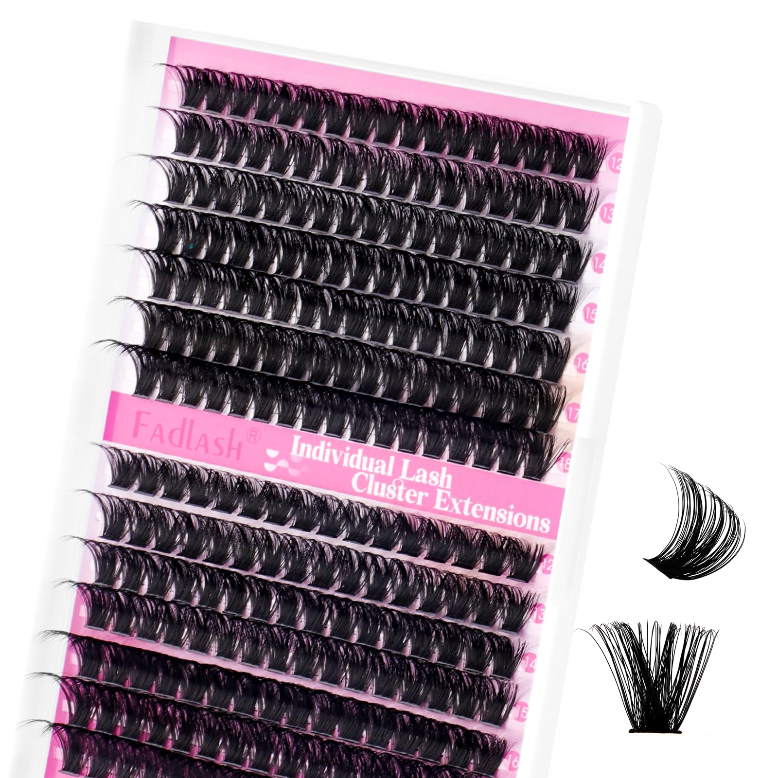 FADLASH DIY Lash Extension Kit Individual Lashes Clusters30P+40P D Curl 8-16mm Lash Bond and Seal, Clusters Lash Glue Remover and Eyelash Tweezers for Eyelash Extensions