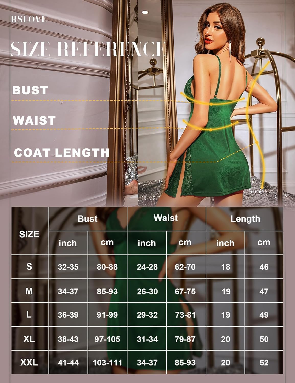 RSLOVE Women’s Sexy Lingerie Lace Babydoll Nightwear Chemise Nightdress