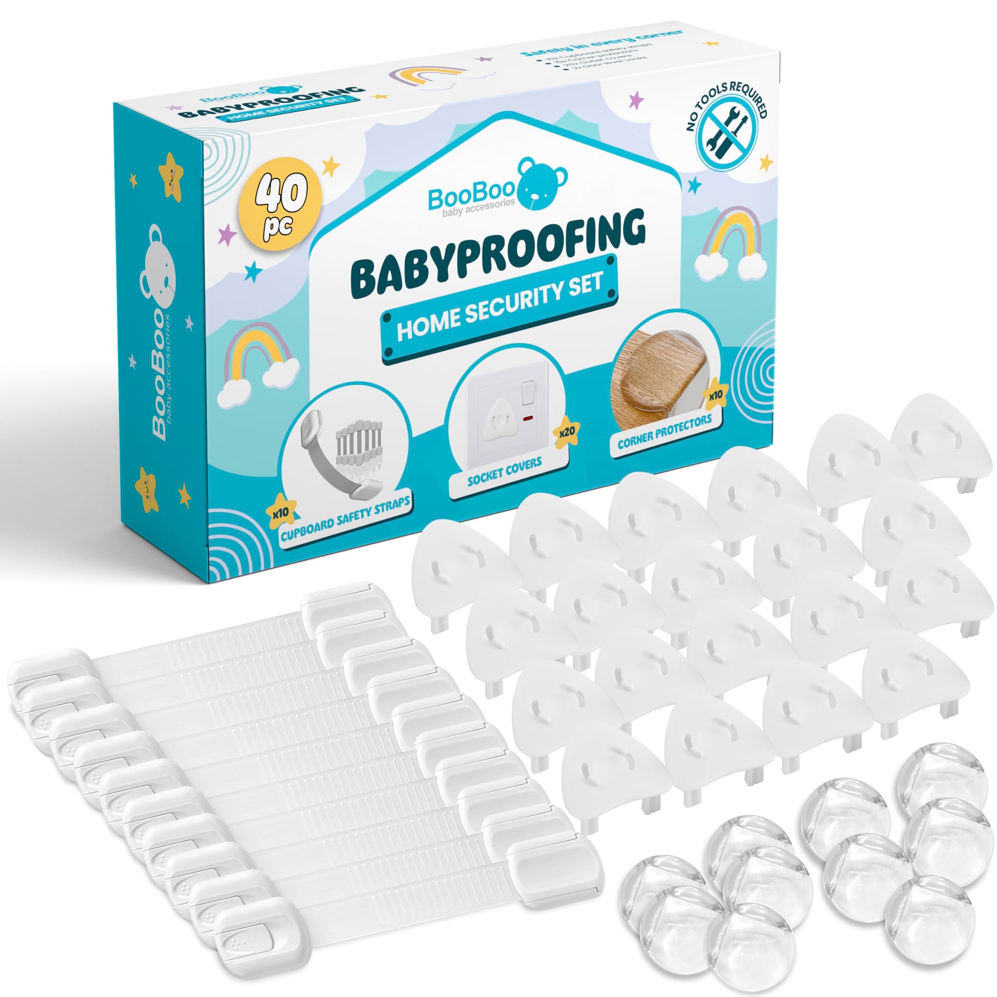BooBoo® (10 PACK) Premium Child Locks For Kitchen Cupboards, Child Proof Cabinet Locks, Drawer Locks Baby Proofing Cabinets with No Drilling, Extra strong Adhesive + 4 Extra Stickers