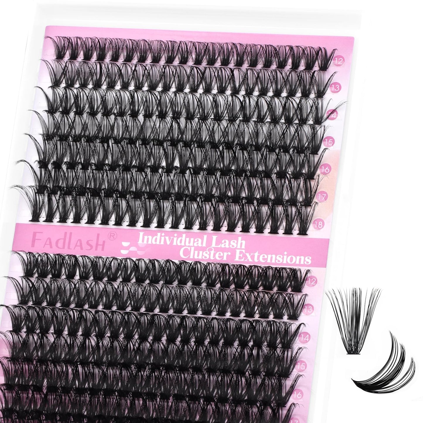 FADLASH DIY Lash Extension Kit Individual Lashes Clusters30P+40P D Curl 8-16mm Lash Bond and Seal, Clusters Lash Glue Remover and Eyelash Tweezers for Eyelash Extensions