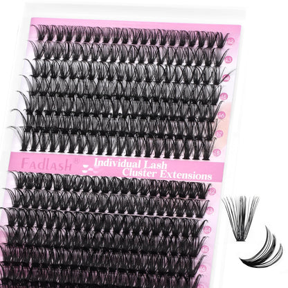 FADLASH DIY Lash Extension Kit Individual Lashes Clusters30P+40P D Curl 8-16mm Lash Bond and Seal, Clusters Lash Glue Remover and Eyelash Tweezers for Eyelash Extensions
