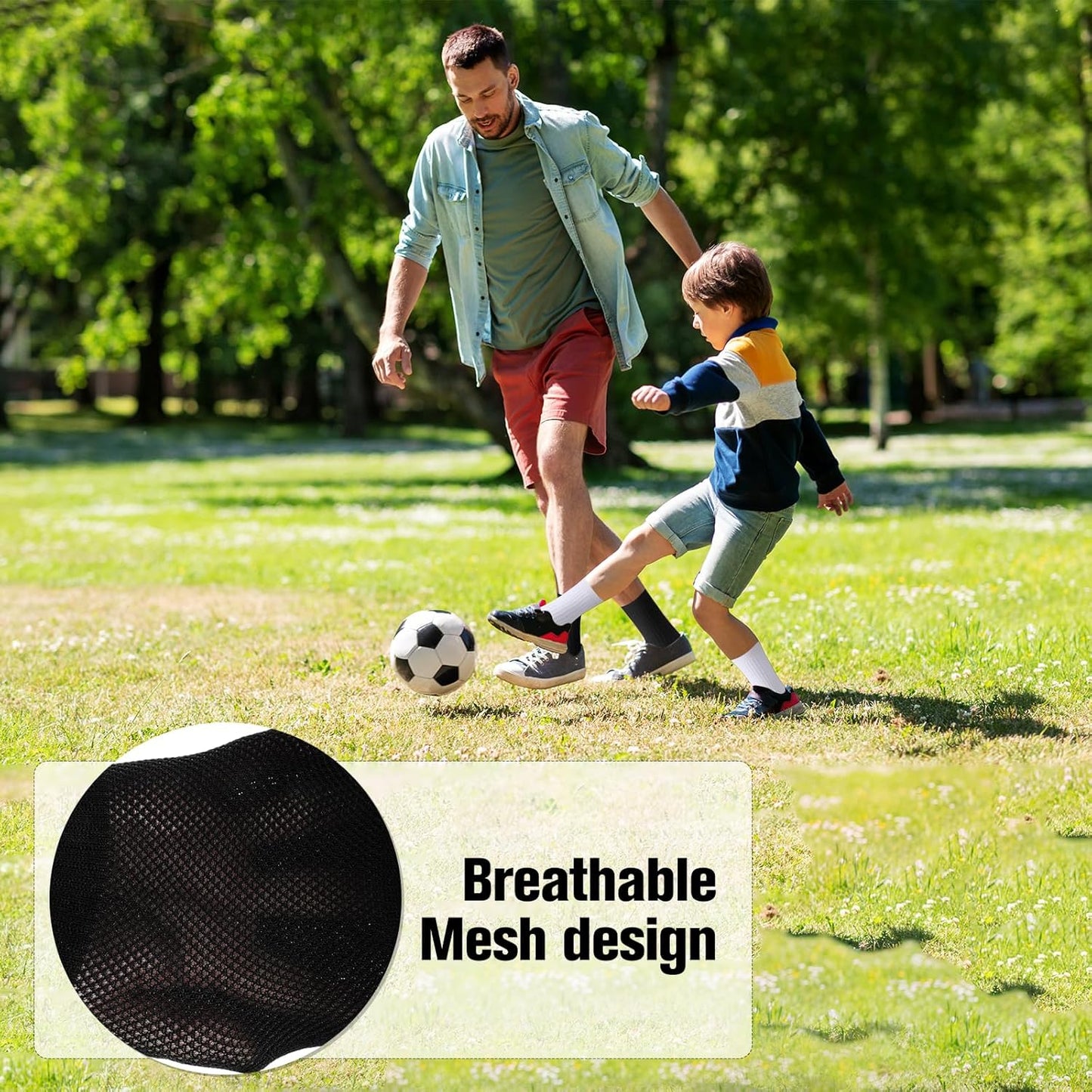inaWarm Football Grip Socks for Men Women & Kids 3 Pairs, Breathable Cushioned Rugby Basketball School Football Socks with Non Slip Grip Tech, Arch Compression for Multi-Sport Training Boys Adults
