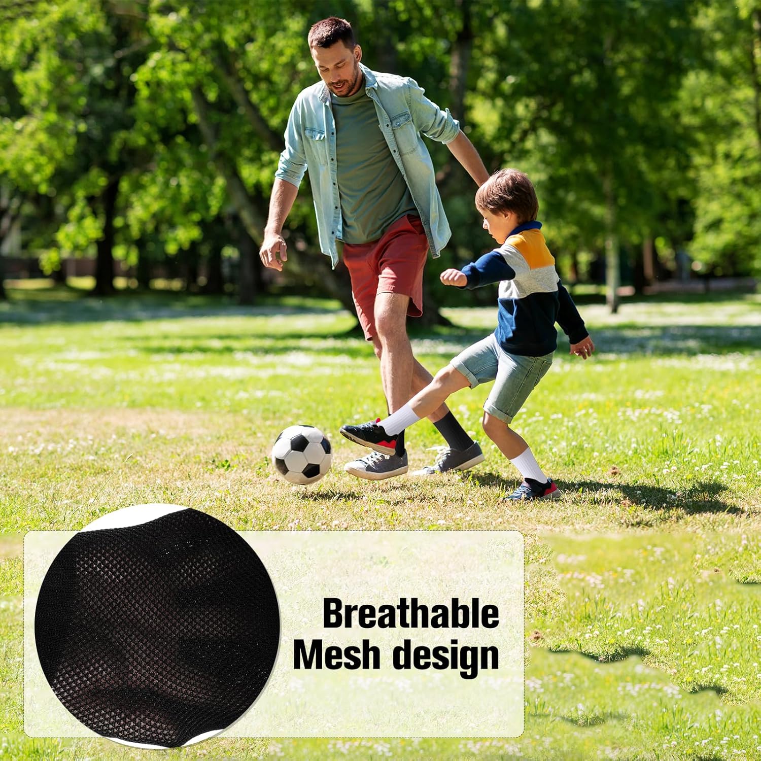 inaWarm Football Grip Socks for Men Women & Kids 3 Pairs, Breathable Cushioned Rugby Basketball School Football Socks with Non Slip Grip Tech, Arch Compression for Multi-Sport Training Boys Adults