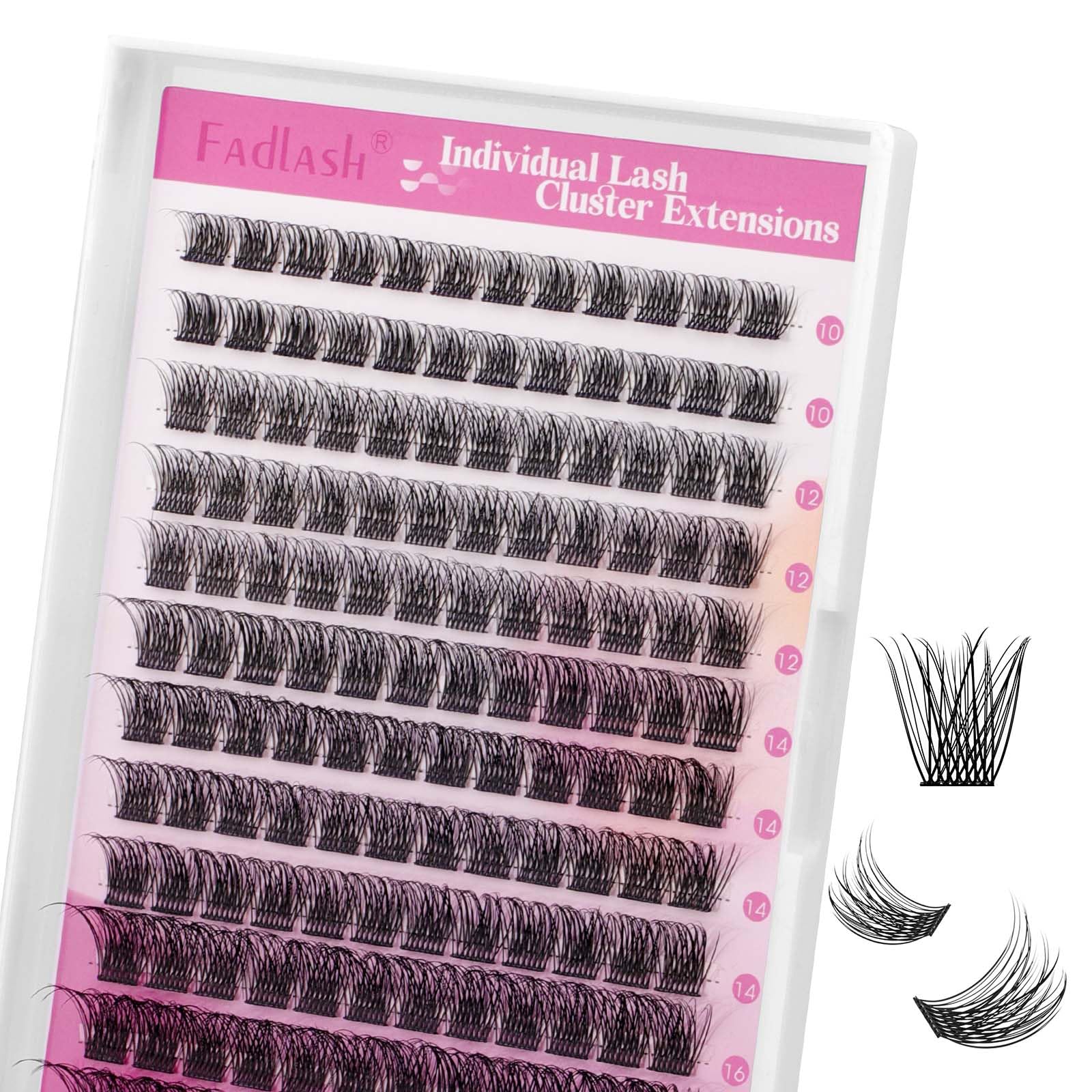 FADLASH DIY Lash Extension Kit Individual Lashes Clusters30P+40P D Curl 8-16mm Lash Bond and Seal, Clusters Lash Glue Remover and Eyelash Tweezers for Eyelash Extensions