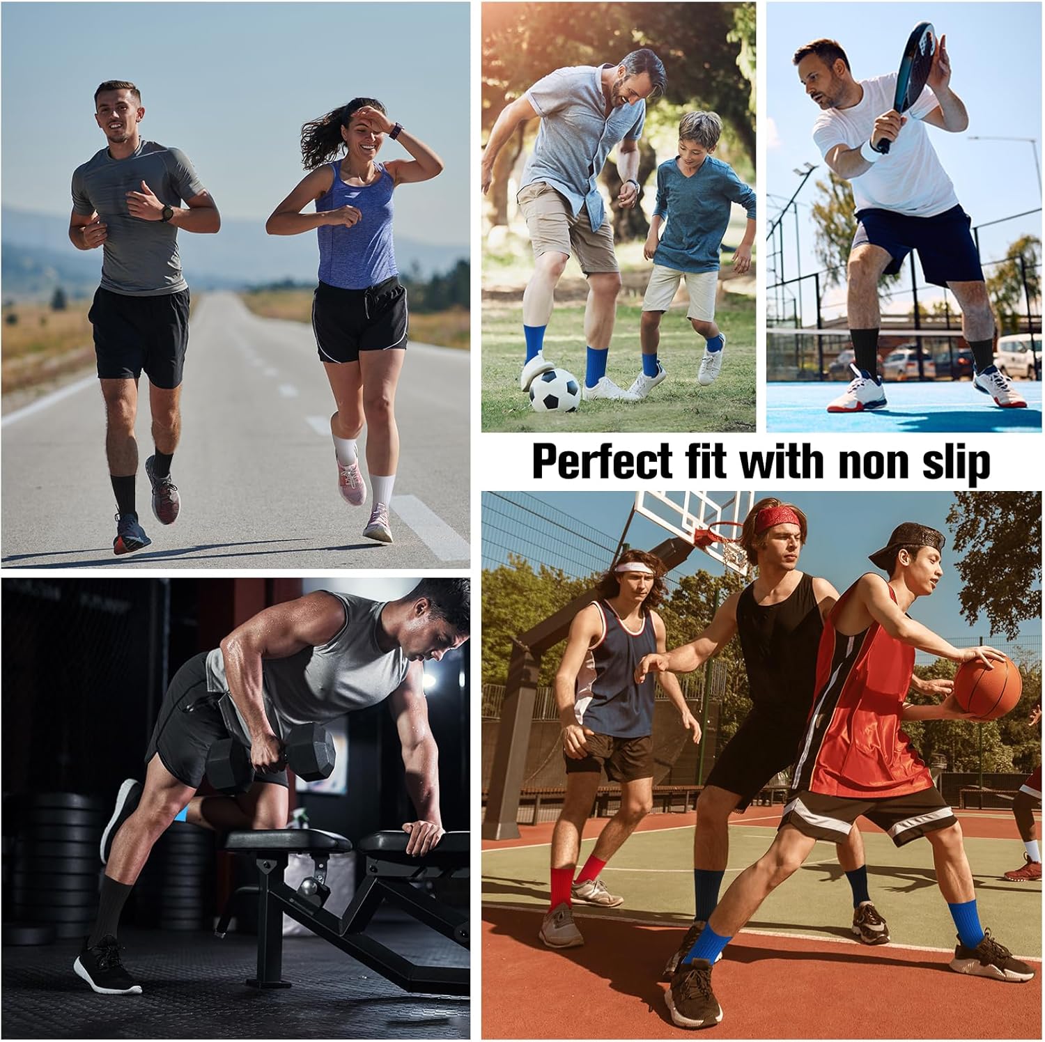 inaWarm Football Grip Socks for Men Women & Kids 3 Pairs, Breathable Cushioned Rugby Basketball School Football Socks with Non Slip Grip Tech, Arch Compression for Multi-Sport Training Boys Adults