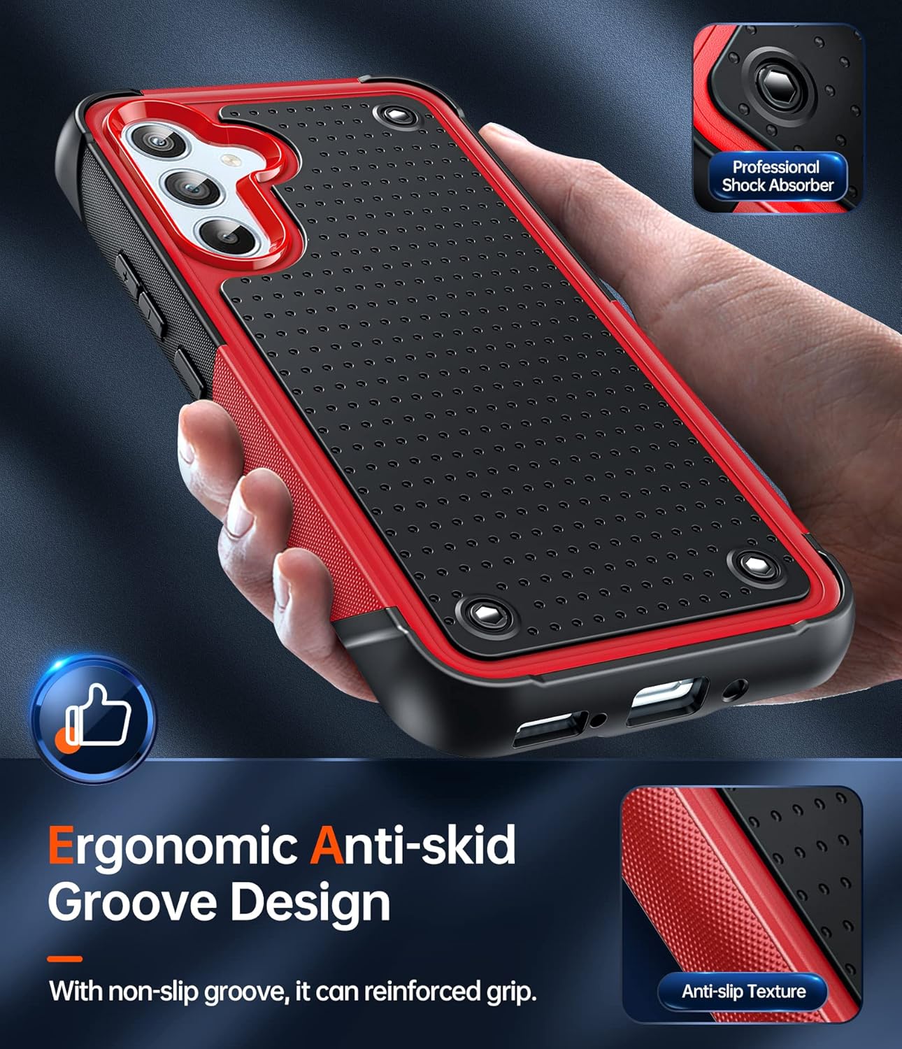 LeYi Armour Case Compatible with Samsung Galaxy A54 5G, Galaxy A54 Phone Cover with 2 Pack Tempered Glass Screen Protectors, Heavy Duty Hard PC Textured Shockproof Back Case Red