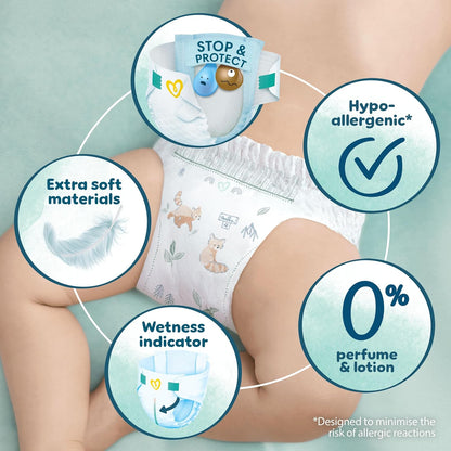 Pampers Harmonie Nappies Size 2, 204 Nappies, 4kg-8kg, Monthly Pack, Gentle Skin Protection with 100 Percent Pampers Protection