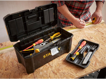 STANLEY Essential Tool Box (16in), Durable Storage Solution with Removable Tote Tray and Organisers, for Parts and Tools Storage, STST1-75518