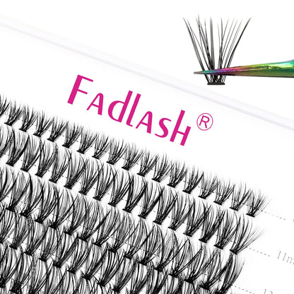 FADLASH DIY Lash Extension Kit Individual Lashes Clusters30P+40P D Curl 8-16mm Lash Bond and Seal, Clusters Lash Glue Remover and Eyelash Tweezers for Eyelash Extensions