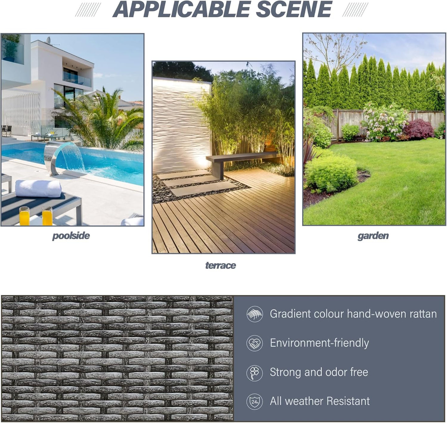 Aweather 6 Seater Rattan Corner Sofa Set Rattan Garden Furniture Set All-Weather PE Rattan Wicker Patio Conversation Set with Modern Glass Coffee Table and Washable Cushions (Gray)
