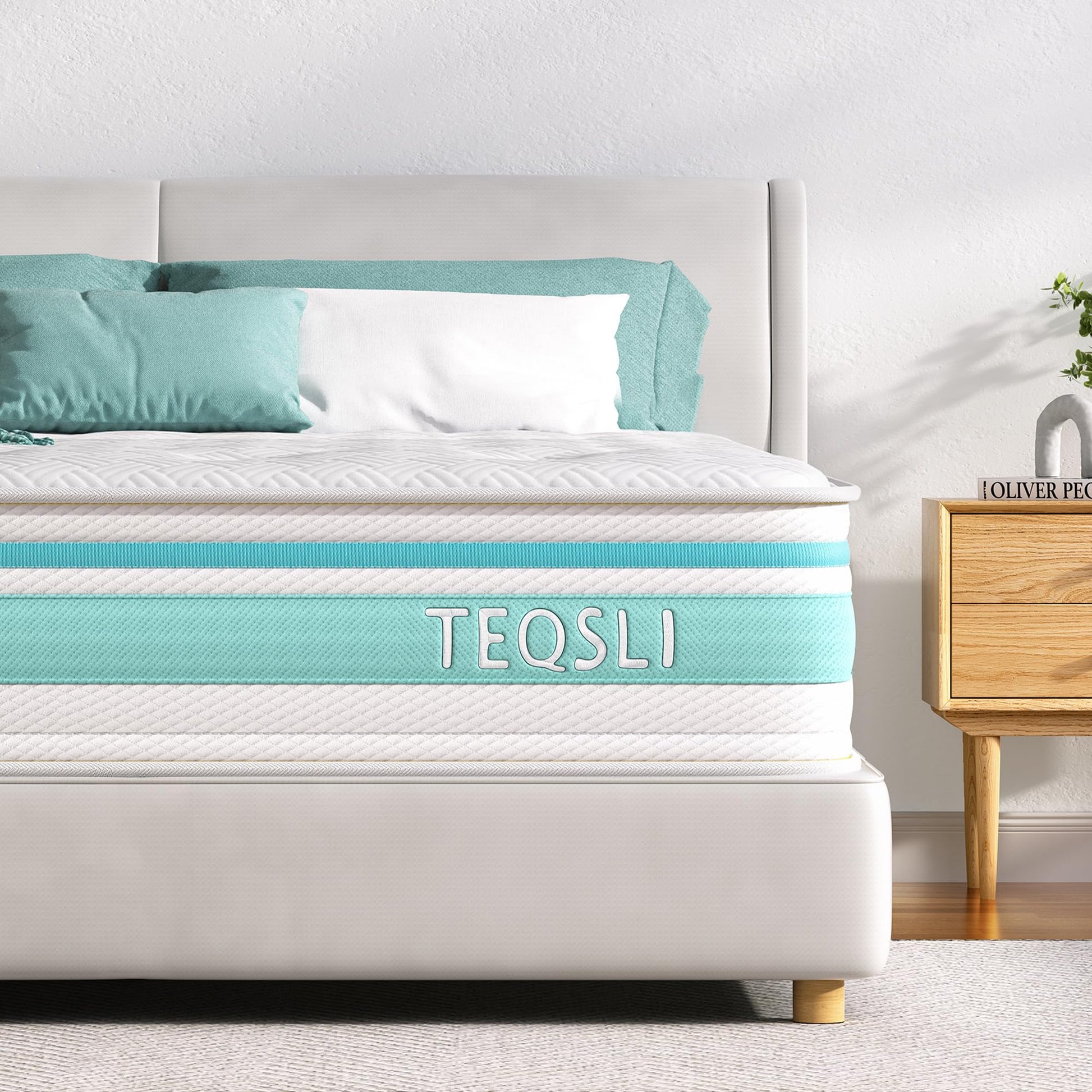 TeQsli Super King Mattress, 6FT 7-Zone Memory Foam, 10 Inch Pocket Sprung Hybrid Orthopedic Mattress Medium Firm with Pressure Relief and Motion Isolation, Super King (180x200x25cm)