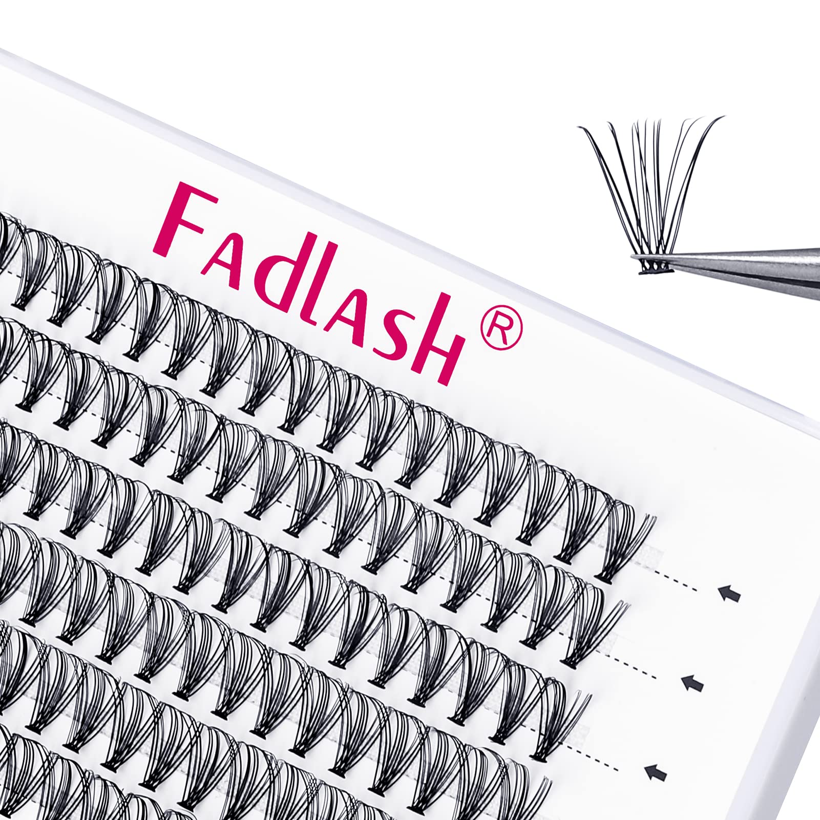 FADLASH DIY Lash Extension Kit Individual Lashes Clusters30P+40P D Curl 8-16mm Lash Bond and Seal, Clusters Lash Glue Remover and Eyelash Tweezers for Eyelash Extensions