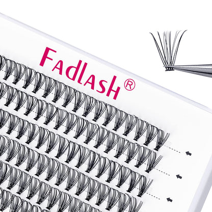 FADLASH DIY Lash Extension Kit Individual Lashes Clusters30P+40P D Curl 8-16mm Lash Bond and Seal, Clusters Lash Glue Remover and Eyelash Tweezers for Eyelash Extensions